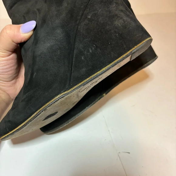 Salvatore Ferragamo Womens Boutique Black Suede High Wedge Ankle Bootie Size 9 B - Picture 9 of 11